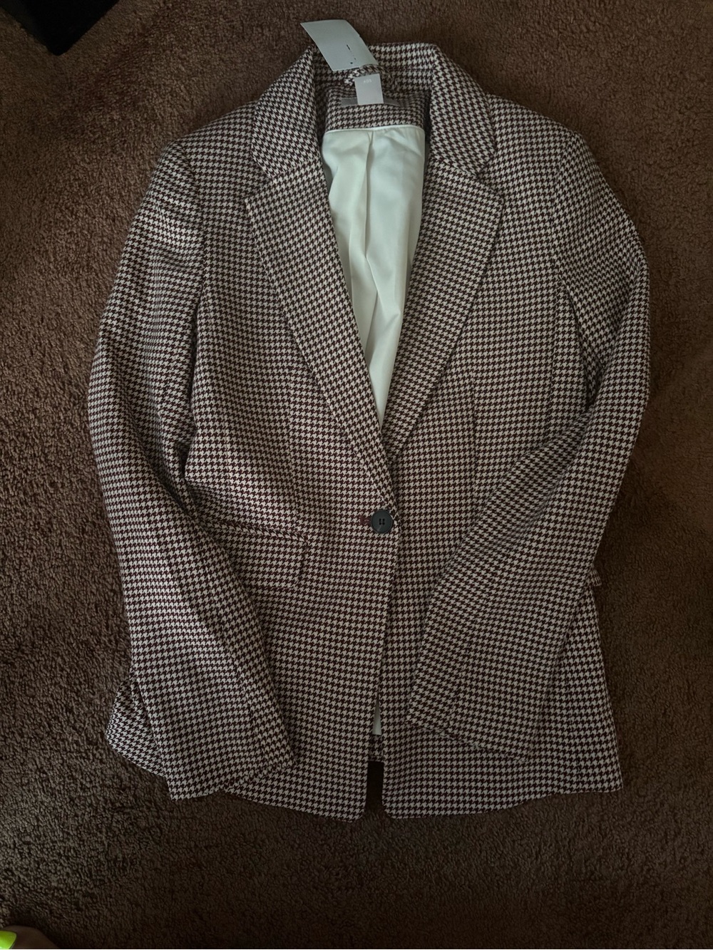 H&M Brown & White Houndstooth women’s Blazer - Single-Button Sport Coat